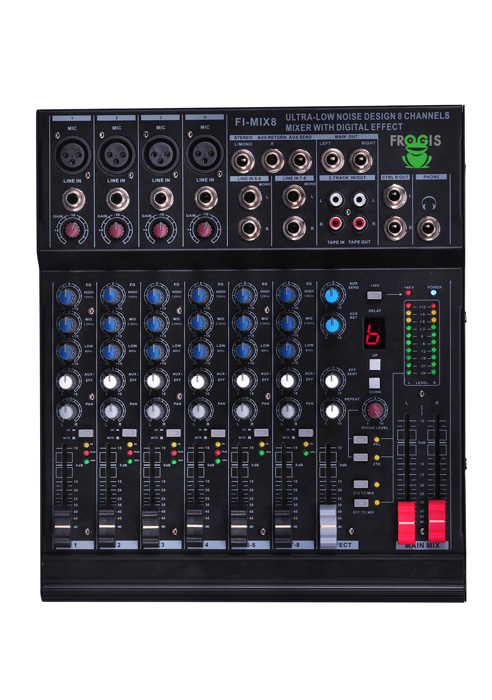 Ultra-low noise design 8 channels mixer with digital effects